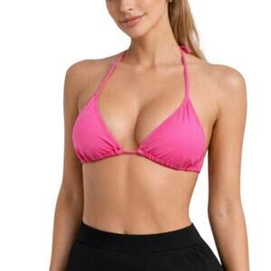 Peixoto Fifi Triangle Bikini Top Hot Pink Halter Women Medium NWT